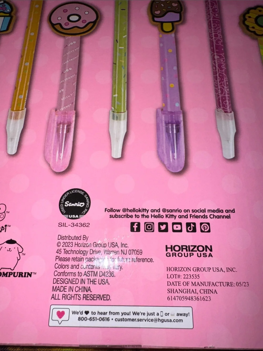 Hello Kitty & Friends Cafe Assorted Character Multi Pen Set Erasers Pen Toppers
